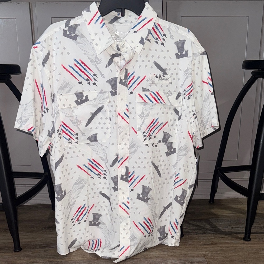 Silver Bait Fourth of July button down shirt